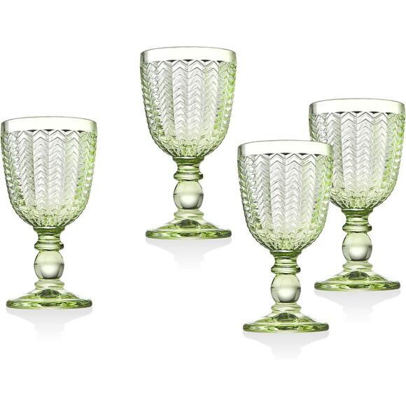 Godinger Other - Godinger Twill Wine Goblet Beverage Glass Cup, Emerald Green, Set of 4, 6 oz